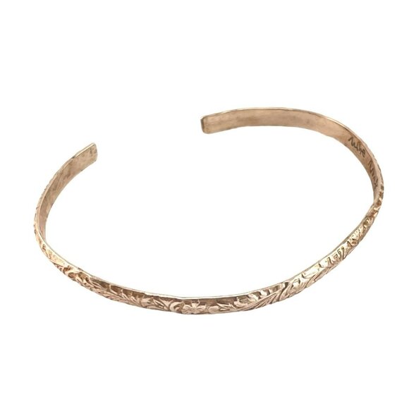 Handcrafted Sterling Silver Engraved Bangle Bracelet Thank you for Loving Me As - Picture 1 of 8